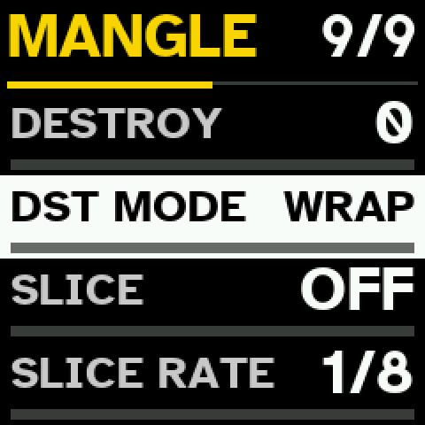 The MANGLE page: destroy, its mode, slice, slice rate