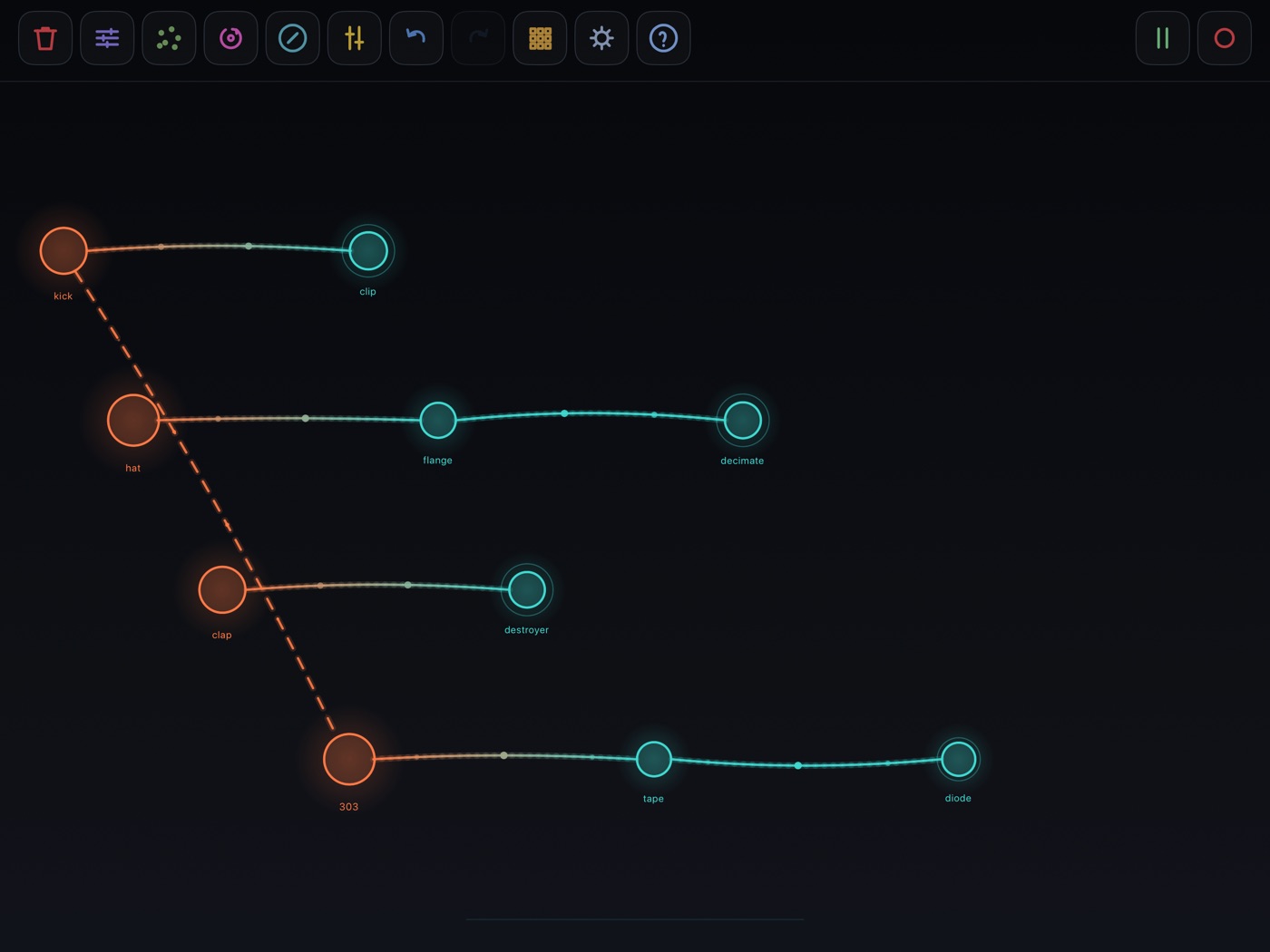 The canvas: generators with chains of processors