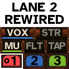 LANE 2 REWIRED on two lines over the top of the main view